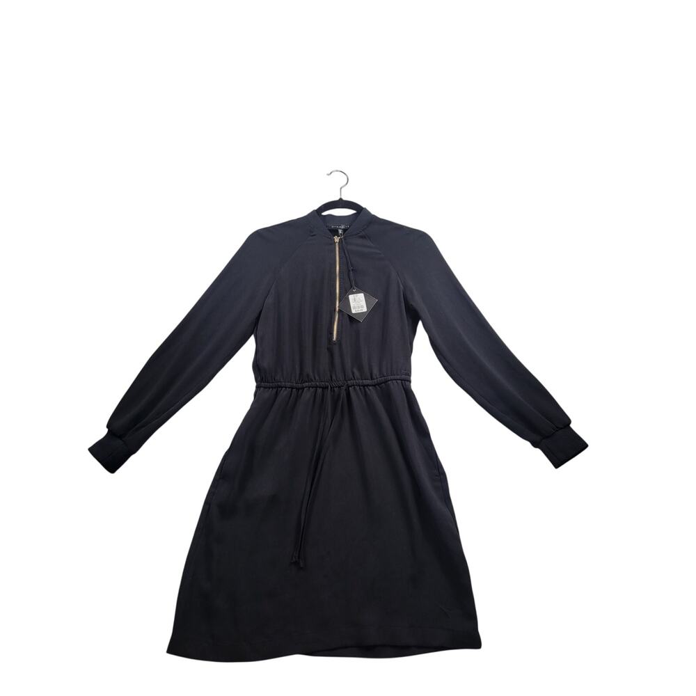 Dynamite Black Mock Neck Mini Dress – Quarter Zip Front – Size S/P